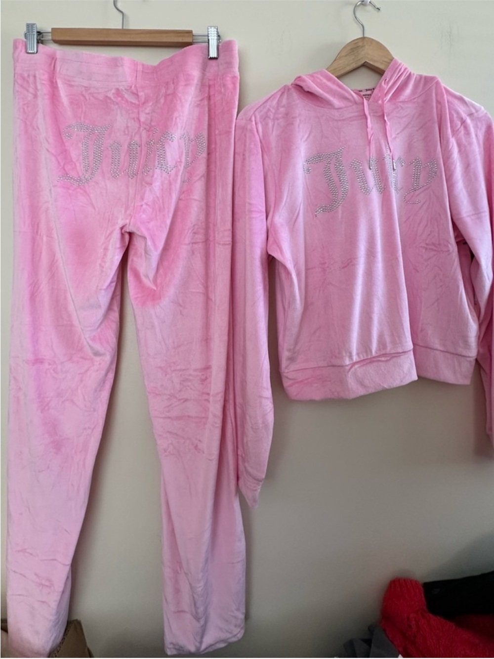 Juicy Couture Pink Velour Hoodie & Pants Set